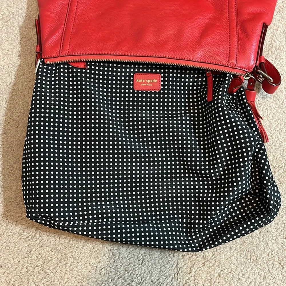 Kate Spade Red Pebbled Leather Shoulder Tote Bag, Zippered
